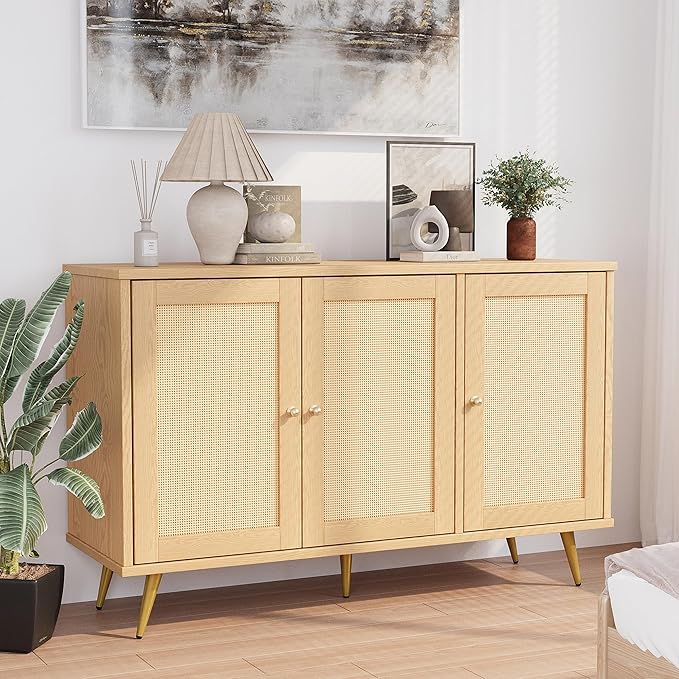 Shintenchi Large Rattan Storage Cabinet, Modern Sideboard Cabinet, Accent Large by Shintenchi