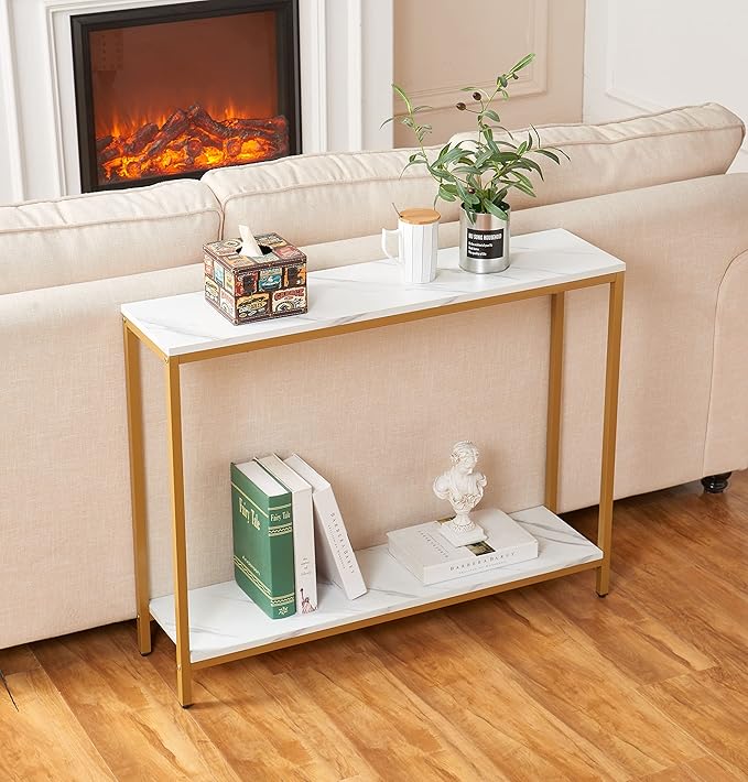 loglus Console Table for Entryway, Faux Marble MDF Sofa Table - Image 6