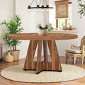 Round Dining Table for 4, Farmhouse Table for Dining Room, Living Room by HIGREENA