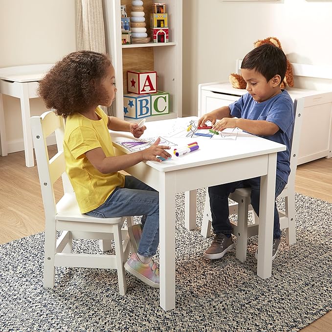 Melissa & Doug Wooden Kids Table & Chairs Set, Montessori, Homeschool Classroom - Image 7