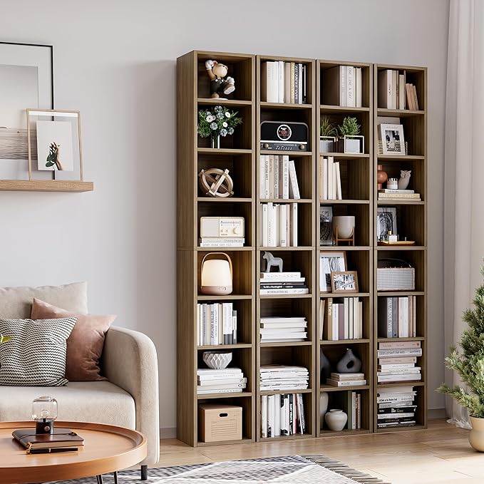 Bamjoy 71 Inches Tall Narrow Bookshelf, 8-Tier Slim CD DVD Media Shelf - Image 6