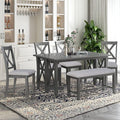 Ball & Cast 6-Piece Dining Table Set, Rectangular Dining Room Foldable Table by BallCast