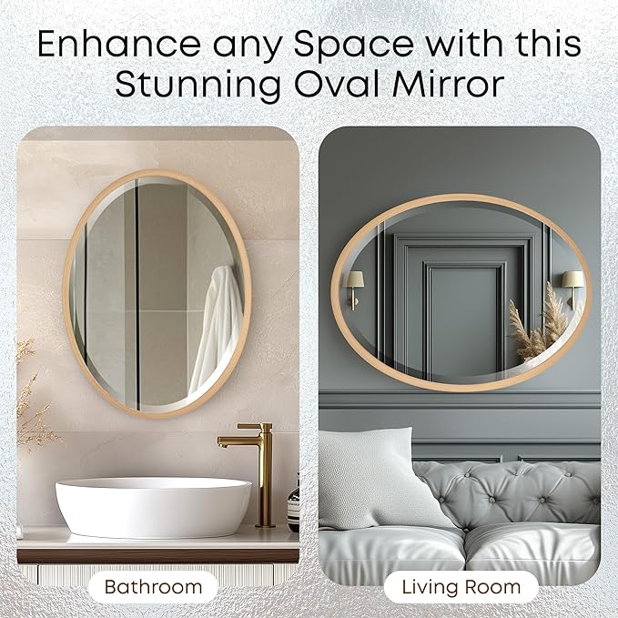 OVALCREST - Oval Wooden Beveled Wall Mirror - Image 7