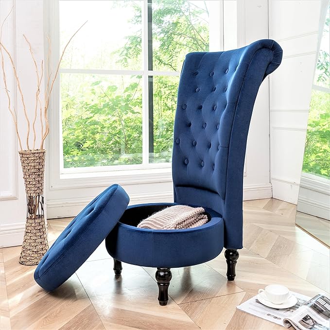 Container Furniture Direct Royal High-Back Velvet Accent Chair - Image 13