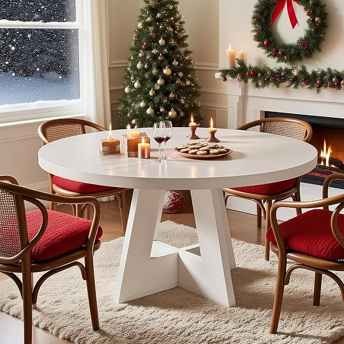 47" Round Dining Table for 4-6, Modern Small Dinner Table Farmhouse Round - Image 8