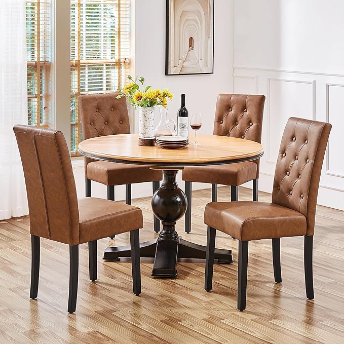 Yaheetech Dining Chairs Set of 6 Modern Style Faux Leather Dining Room Chairs - Image 4