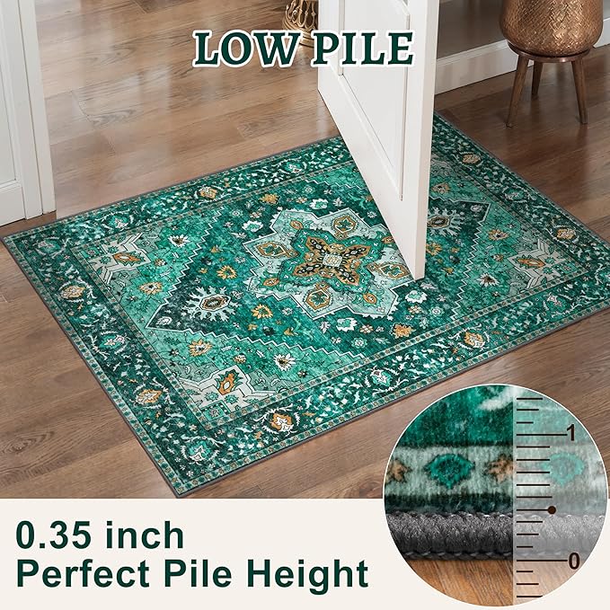 Vintage Rug 2x3 Washable Rug for Entryway, Non Slip Small Area Rug, Indoor - Image 3