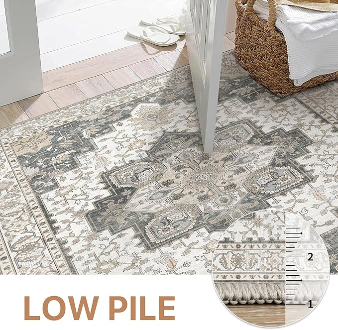 GENIMO 9x12 Area Rugs for Living Room, Non Slip Machine Washable Vintage Rugs - Image 4