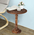 Lightnpro Hand-Carved Wooden Pillar Table by Lightnpro