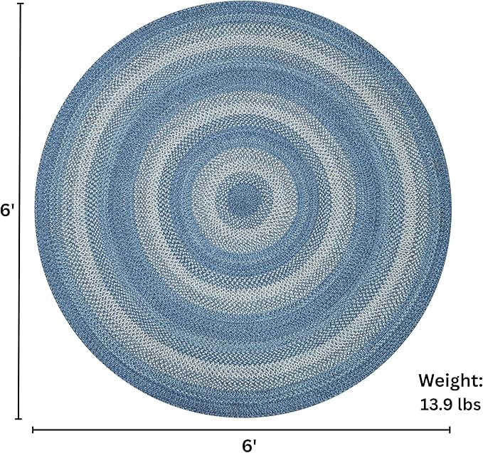 Denim Blue Round Braided Rug, Dining Room, Everywhere - Image 2