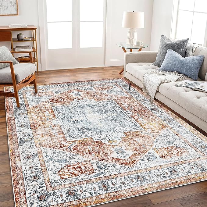 5x7 Washable Area Rug Vintage Traditional Floor Cover Foldable Thin Rug Retro by CHAMPLANT