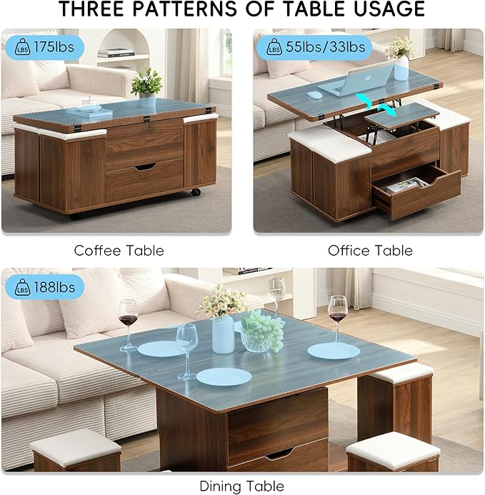 Merax Multi-Functional Lift-Top Coffee Table - Image 7