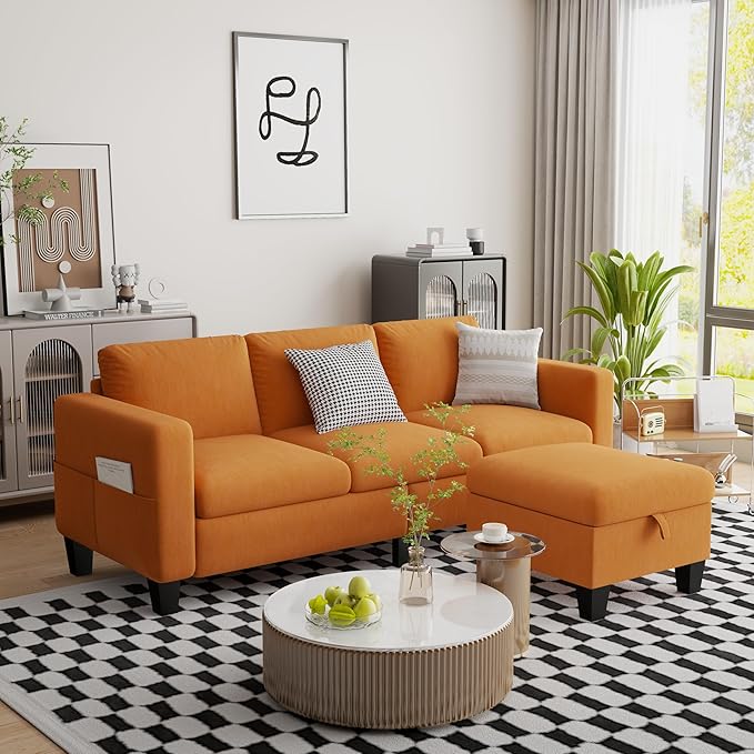 ZeeFu Convertible Sectional Sofa Couch, Classic 3 Seat L-Shaped Sofa Set - Image 4