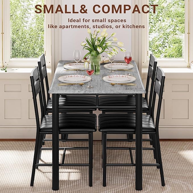 IRONCK Dining Table Set for 4, Wood Kitchen Table - Image 5