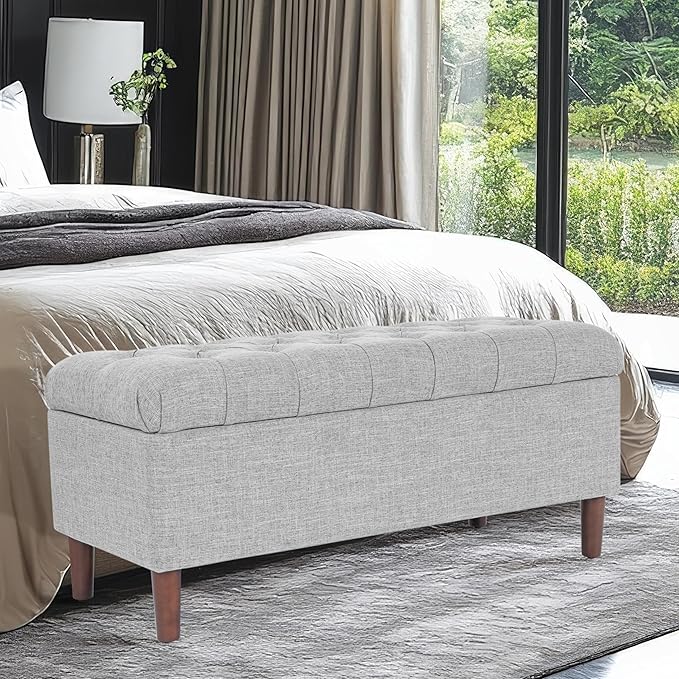 HomePop Home Decor | Tufted Ainsley Button Storage Ottoman Bench - Image 4