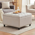 Tbfit Large Square Storage Ottoman Bench, Botton Tufted Upholstered Coffee Table by TBfit