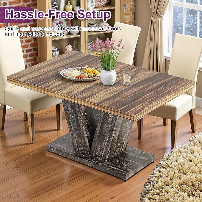 47" Dining Table, Wooden Kitchen Dinner Table Heavy Duty, Farmhouse Table - Image 5