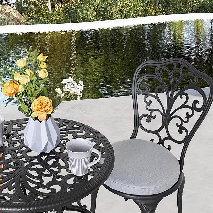 NUU GARDEN Bistro Set 3 Piece Outdoor All Weather Cast Aluminum Patio Bistro - Image 7
