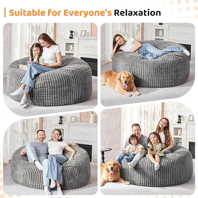 HABUTWAY 4FT Bean Bag Chair, Memory Foam Beanbag Chair - Image 4