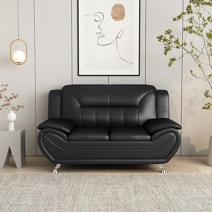 Container Furniture Direct Michael Modern Faux Leather Upholstered Stainless - Image 15