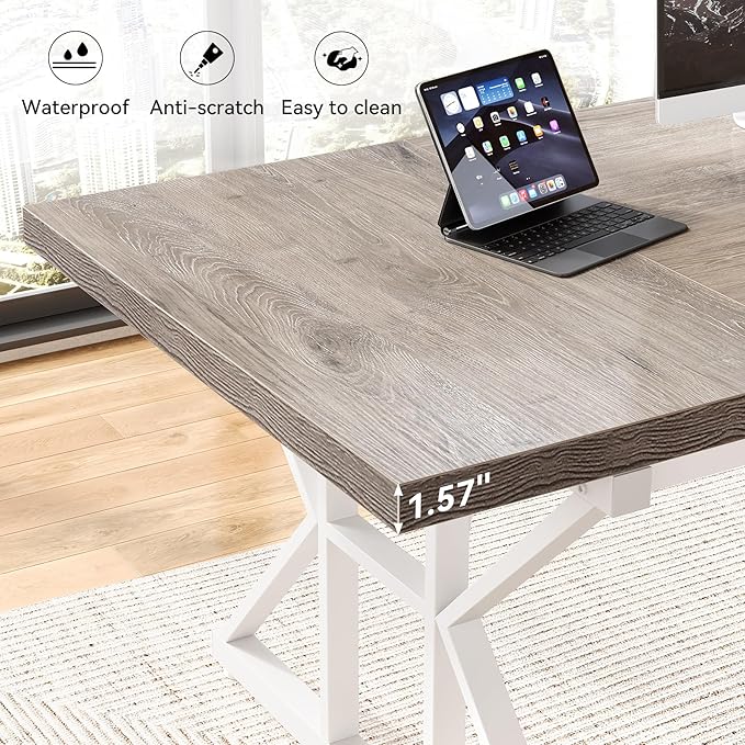 LITTLE TREE 70.8-Inch Large Executive Desk, Modern Computer Office Desk - Image 9