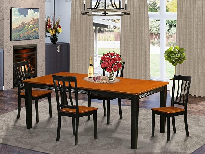 East West Furniture QUAN5-BCH-W 5 Piece Dining Room Table Set Includes a - Image 2