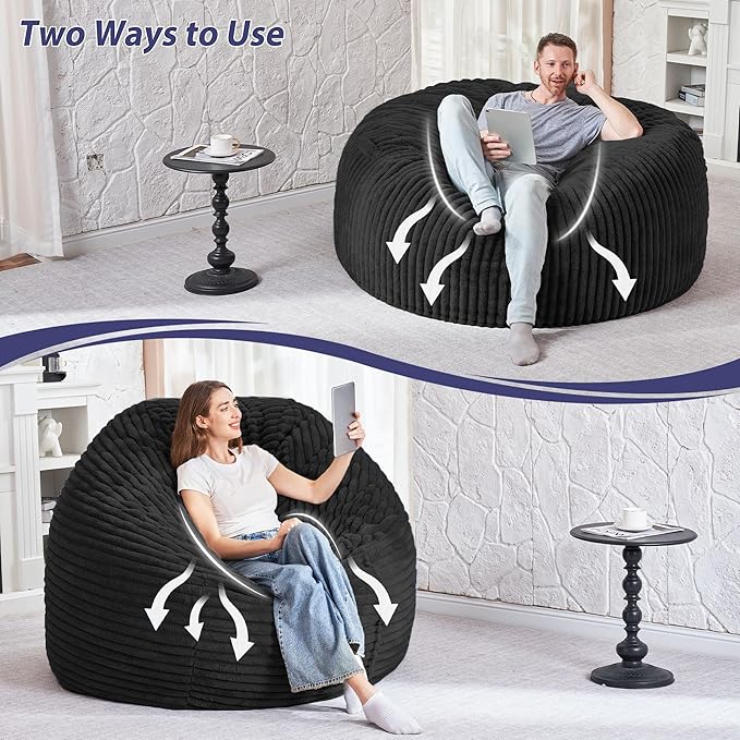 HABUTWAY 3FT Bean Bag Chair, Memory Foam Beanbag Chair - Image 6