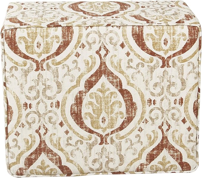 Square Ottoman - Burnt Orange and Cream Medallion - Image 5