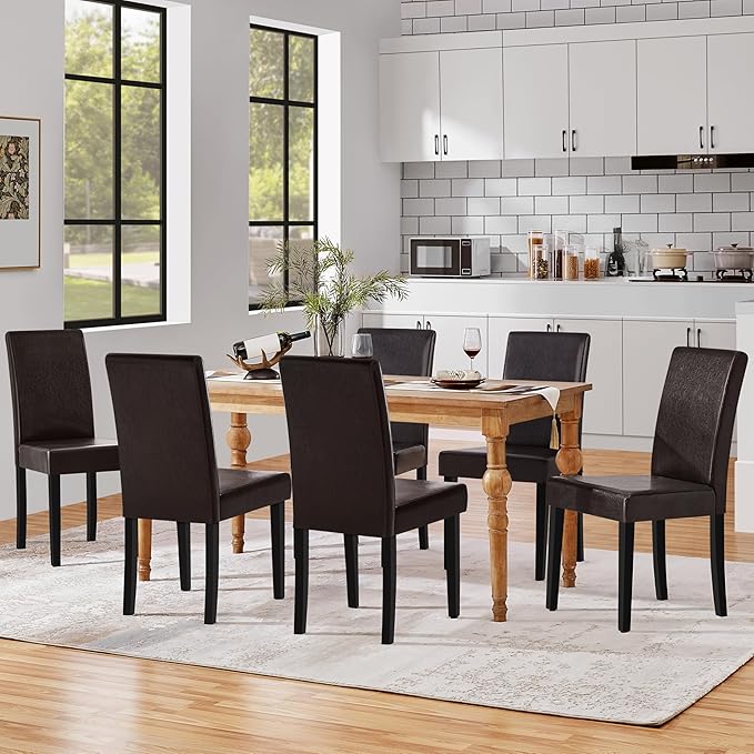 Yaheetech Dining Chairs Set of 6 Faux Leather Modern Dining Room Chairs - Image 2