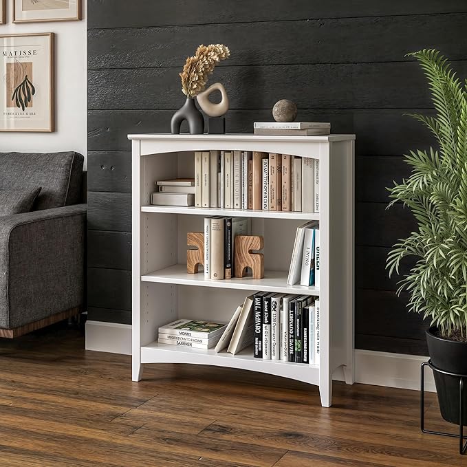 Shaker Style 3 Shelf Bookcase / Solid Wood / 36" High / Adjustable Shelving / - Image 8
