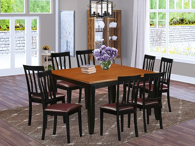 East West Furniture PFAN9-BCH-LC 9 Piece Dining Room Table Set Includes a - Image 2