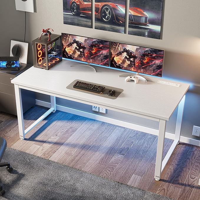 Huuger 55 x 24 inch Desk with Power Outlets & USB-C, Deeper & Thicker Desktop - Image 2