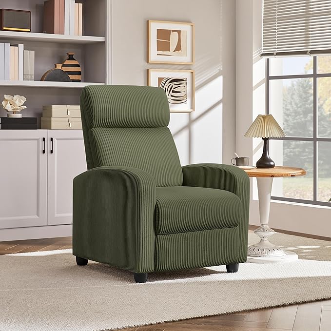 Yaheetech Corduroy Recliner Chair Single Sofa Home Theater Seating Adjustable - Image 2