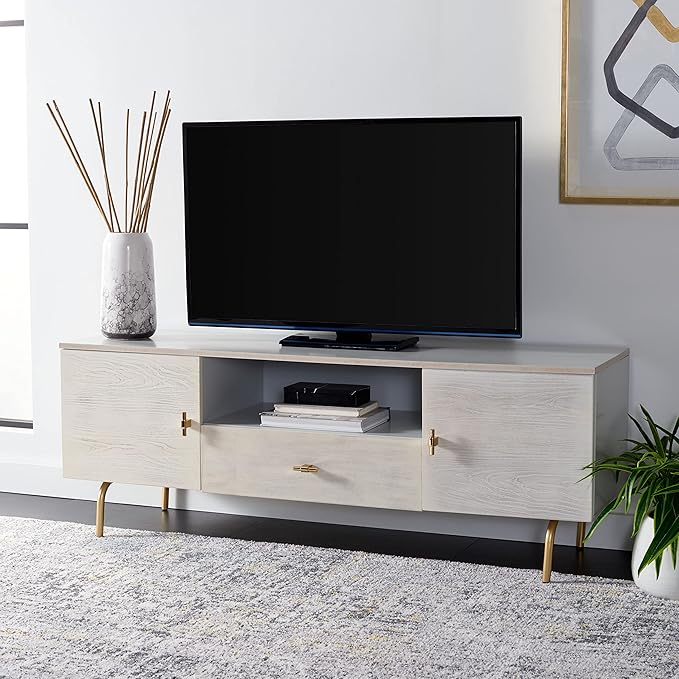 SAFAVIEH Genevieve TV Stand for up to 65" Flatscreen – Grey & White Washed - Image 2