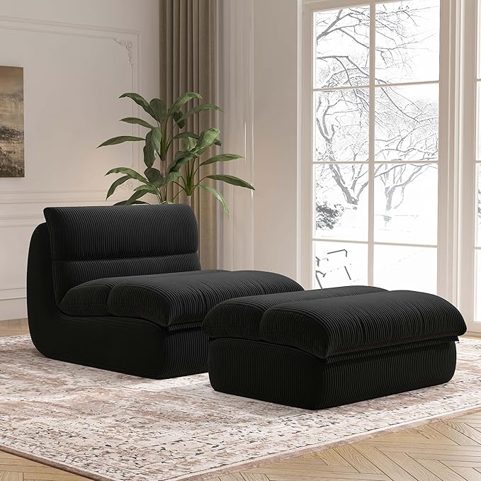 Bean Bag Chair with Ottoman, Cozy Comfy Reading Nook Chairs, Ultra Soft by Unknown