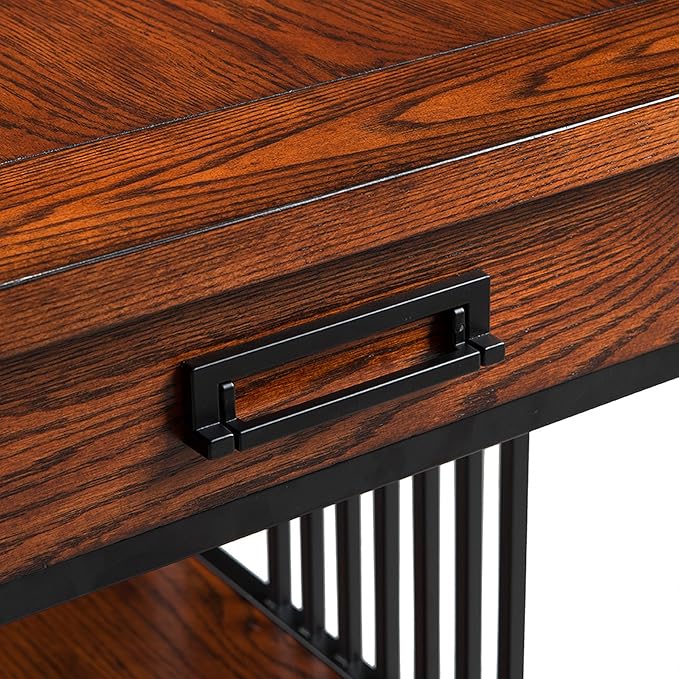 Leick Home Ironcraft Coffee Table, Solid Wood, 2 Drawers, 1 Display Shelf - Image 4