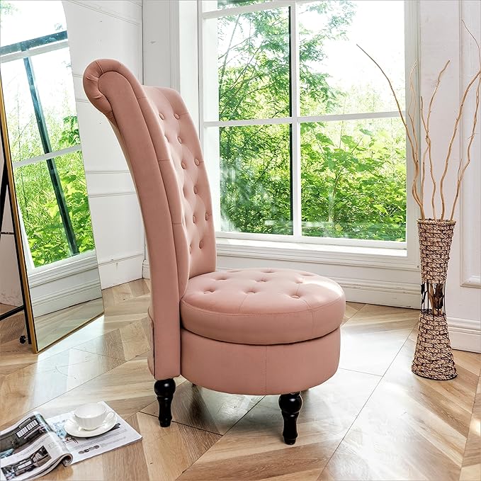 Container Furniture Direct Royal High-Back Velvet Accent Chair - Image 7