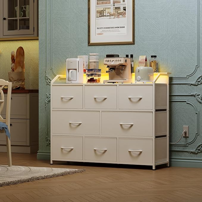 WLIVE Led Dresser for Bedroom, Wide Chest of Drawers for Hallway, 8 Fabric - Image 7
