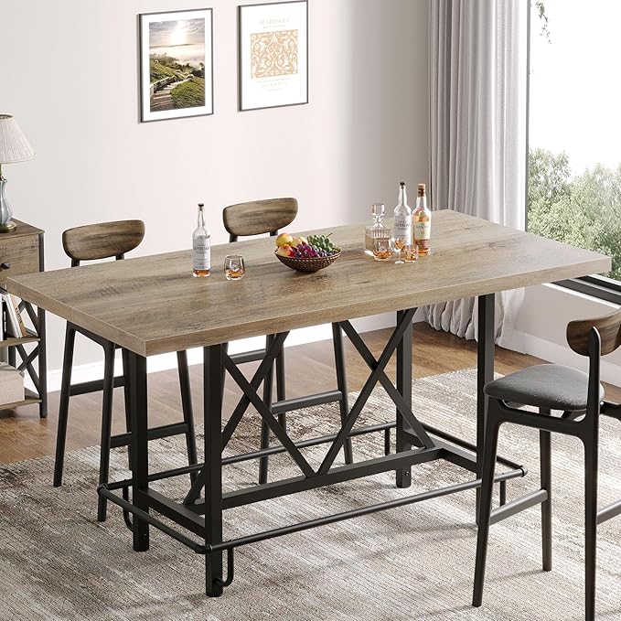 Tribesigns Bar Table, Industrial Counter Height Pub Table by Tribesigns