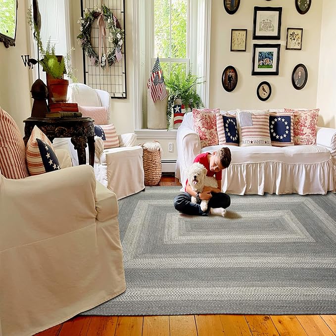 Homespice Grey Cloud Jute Braided Area Rugs, 8x10' Rectangle - Image 10
