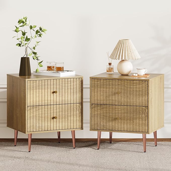 Wood Night Stand Set 2, Modern Bedside Table by ZYKZYKHOME