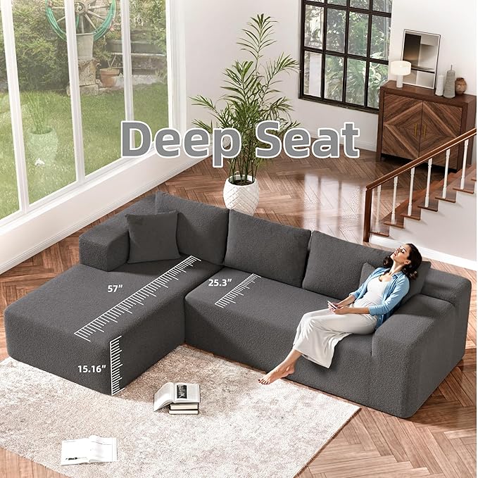 Cloud Sectional Couch, 104”L-Shape Oversized Sofa - Image 5