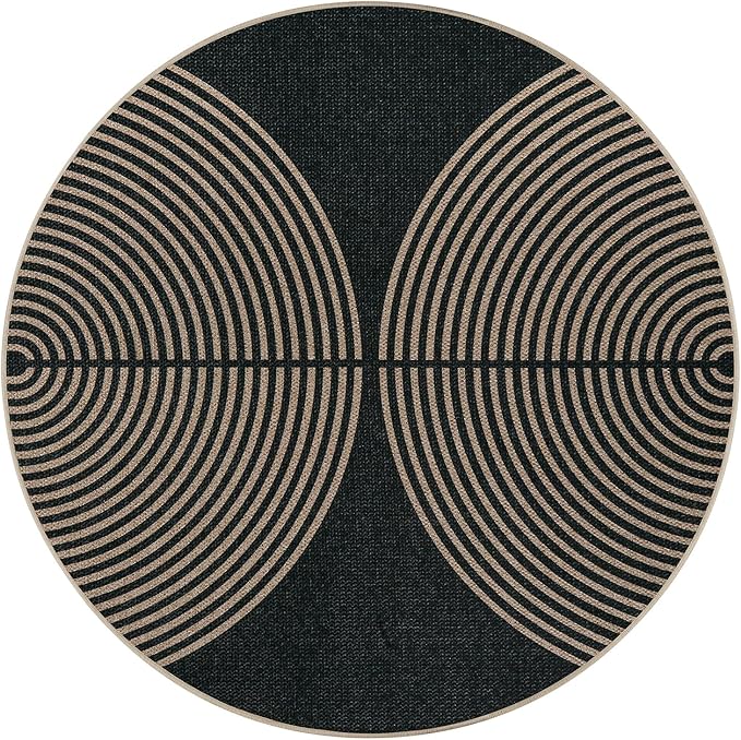 Lahome Modern Rainbow Round Rug, 6ft Easy Jute Circle Patio Rug Washable Indoor - Image 7