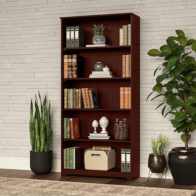 Bush Furniture Tall 5 Shelf Bookcase, Large Open Bookshelf, Sturdy Display - Image 2