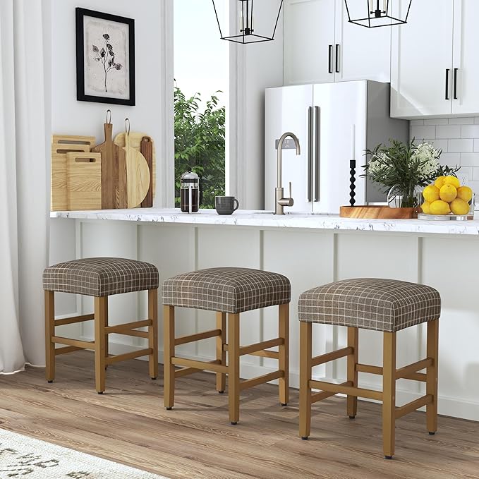 HomePop Home Decor |Classic Open-Back Counter Height Barstool| Square 24 Inch - Image 2