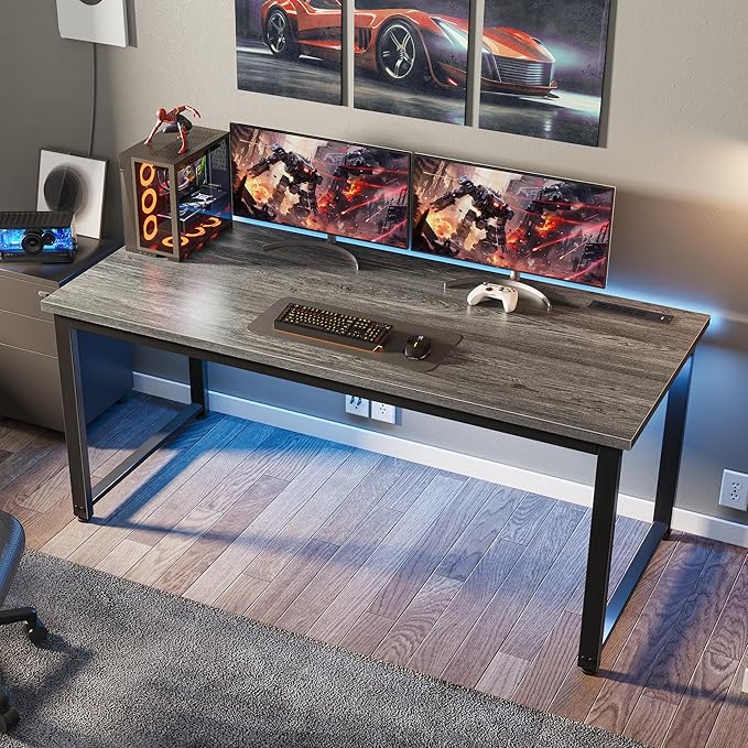 Huuger 55 x 24 inch Desk with Power Outlets & USB-C, Deeper & Thicker Desktop - Image 2