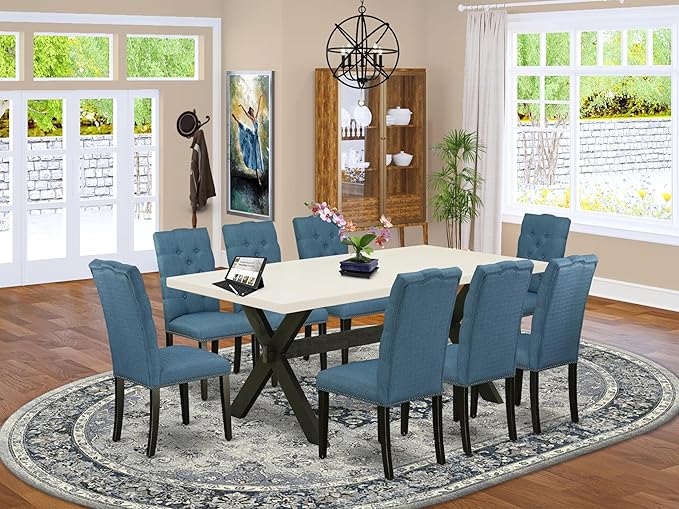 East West Furniture X627EL121-9 9 Piece Dining Room Table Set Includes a - Image 2