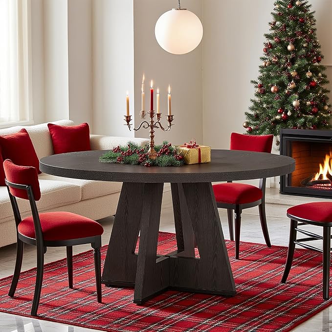 47" Round Dining Table for 4-6, Modern Dinner Table Farmhouse Round Small - Image 7