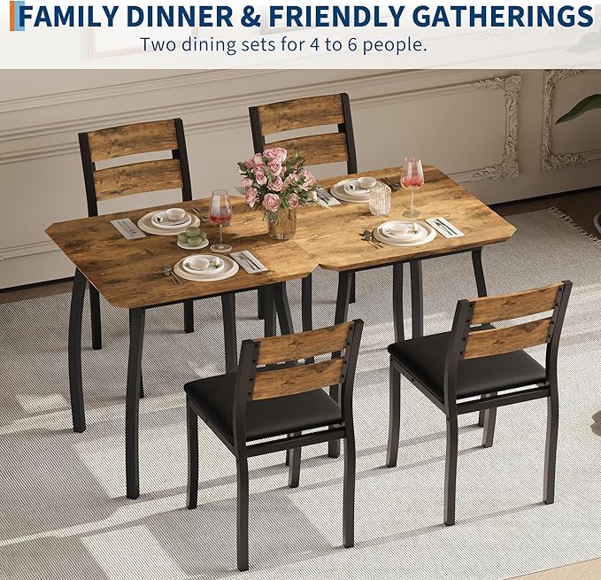 GAOMON Dining Table Set for 2, 3 Piece Small Kitchen Table and 2 Upholstered - Image 7