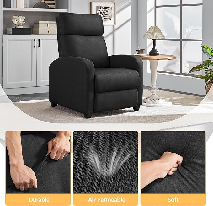 Yaheetech Fabric Recliner Chair Sofa Ergonomic Adjustable Single Sofa - Image 8